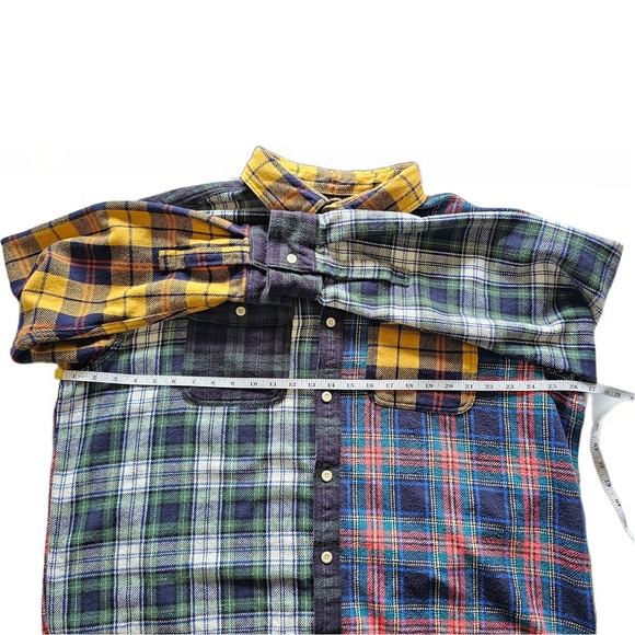 American Eagle Outfitters Men's Collared Plaid Shirt - Red, Green, Yellow, Blue - Picture 6 of 14